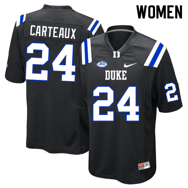 Women #24 Cole Carteaux Duke Blue Devils College Football Jerseys Sale-Black